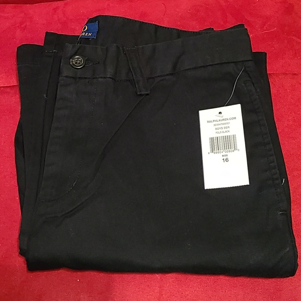 NWT: Polo Boys Size 16 Black Chino pants